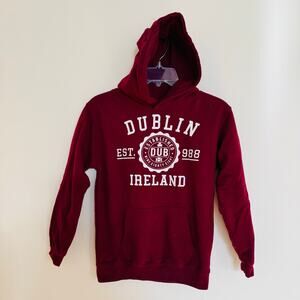 Dublin Ireland Burgundy Maroon Wine Cotton Unisex Sweatshirt Hoodie Sz XS